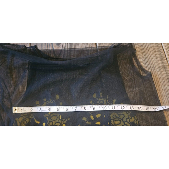 $498 Bcbgmaxazria Runway Dress XS Black Yellow Sheer Mesh One Shoulder Mini NWT - Picture 6 of 9